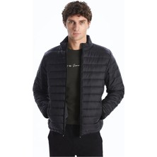 Classic Siyah Standart Kalıp Dik Yaka Erkek Şişme Mont