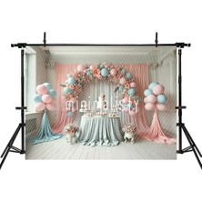 Romantik Balonlar ve Çiçeklerle Dolu Arka Plan, 200X150CM, Stüdyo Fonu