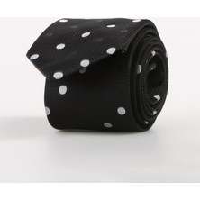 Fabrika Siyah Erkek Kravat Dots Desenli Şık Tasarım Polyester Malzeme ile