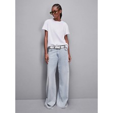 Patrizia Pepe Yuvarlak Yaka Bej Kadın T-Shirt 8M1543