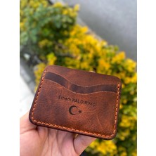 Kahverengi Hakiki Deri El Yapımı Kartlık Minimal Gerçek Deri Unisex Kartlık(Kişiselleştirilebilir)
