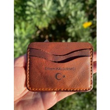 Kahverengi Hakiki Deri El Yapımı Kartlık Minimal Gerçek Deri Unisex Kartlık(Kişiselleştirilebilir)