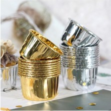 Metalik Gümüş Renk Muffin Cupcake Kağıdı 24 Adet (50*39)