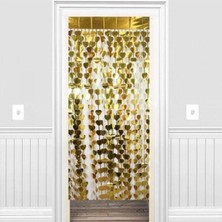 Işıltılı Kalpli Gold Ramazan Bayramı Arka Fon Kendinden Yapışkanlı Altın Sarısı Kapı Duvar Perde Süs