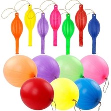 10 Adet Lastikli Zıpzıp Balon Ipli Punch Panç Büyük Balon