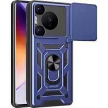 Ekılıf Huawei Pura 70 Pro 5g - Kılıf Magnetik Standlı Kamera Korumalı Sürgülü Vega Kapak - Siyah