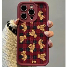 Iphone  Teddy Bear Darbeye Dayanıklı Yumuşak Silikon Bordo Telefon Kılıfı