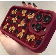 Iphone  Teddy Bear Darbeye Dayanıklı Yumuşak Silikon Bordo Telefon Kılıfı