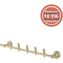Çelik Banyo Paslanmaz Pirinç Ottoman 5’li Askılık Altın Sarı Gold