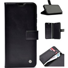 ekılıf - Samsung Galaxy A33 5G - Kılıf 360 Full Koruma Kapakli Kartlikli Kart Bölmeli Cüzdan Kilif - Siyah - T21210