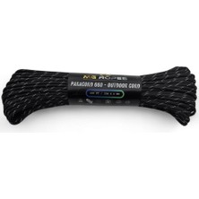 Mg Ropes Polyester Paracord Ip 4 mm Beyaz Desenli Siyah Renk 30 Metre