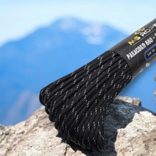 Mg Ropes Polyester Paracord Ip 4 mm Beyaz Desenli Siyah Renk 30 Metre