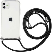 Ekılıf Apple iPhone 11 - Kılıf Şeffaf Ip Askılı Koruyucu X-Rop Kapak - Şeffaf