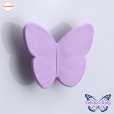 Badem10 Plastik Kelebek Kulp Lila Mobilya Çoçuk Odası Kız Erkek Dolap Kapak Kulpu Çekmece Kulbu 1 Adet