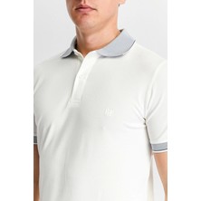 Erkek Beyaz %100 Pamuk Serin Tutan Fit Polo Yaka T-Shirt