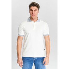 Erkek Beyaz %100 Pamuk Serin Tutan Fit Polo Yaka T-Shirt
