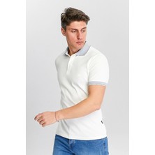 Erkek Beyaz %100 Pamuk Serin Tutan Fit Polo Yaka T-Shirt