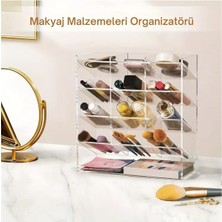 Yuvalı Şeffaf Akrilik Kalem ve Marker Organizer - Masaüstü Düzenleyici, Ofis ve Sanat Malzemeleri