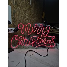 Çizgi Neon Cizgineon Merry Christmas Neon Led Işıklı Duvar Dekarasyon