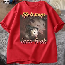 Tarz Sokak Hayat Çorba Ben Çatal Possum T-Shirt Erkekler Pamuk Kısa Kollu Tee Unisex Erkekler Giy