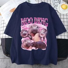 Tarz Sokak Tayland Yılında Moo Deng Bouncy Domuz Bebek Komik Meme T-Shirt Erkekler Kadınlar Kawaii T-Shi