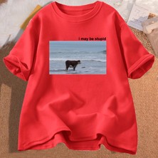 Tarz Sokak Ben Plaj Komik Meme T Shirt Üzerinde Aptal Inek Olabilir Pamuk Kısa Kollu Erkek Moda O-Boyun