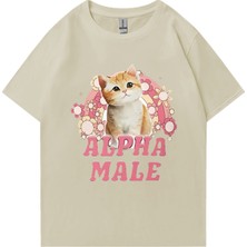 Tarz Sokak Alfa Erkek Sevimli Yavru Gökkuşağı Grafik T Shirt Erkek Kadın Komik Kedi Günlük Tişört Moda P