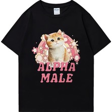 Tarz Sokak Alfa Erkek Sevimli Yavru Gökkuşağı Grafik T Shirt Erkek Kadın Komik Kedi Günlük Tişört Moda P
