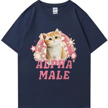 Tarz Sokak Alfa Erkek Sevimli Yavru Gökkuşağı Grafik T Shirt Erkek Kadın Komik Kedi Günlük Tişört Moda P