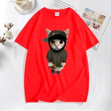 Tarz Sokak Tonka T Shirt ile Yeat Kitty Erkekler Komik Sevimli Kedi Grafik Tee % Baskılı Tişört Pamuk Te