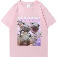Tarz Sokak Moo Deng Kabarık Domuz Tayland'da Bebek Komik Meme T-Shirt Erkek Kadın Kawaii Streetwear T-Sh