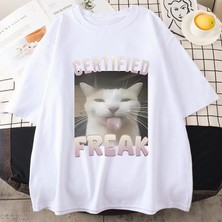 Tarz Sokak Sertifikalı Çılgın Komik Kedi Meme T Shirt Kadın Erkek Sıcak Satış Kalça Hopt-Shirt  St