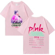 Tarz Sokak Pembe Şarkıcı Yaz Karnaval Tur Konser P!nk Grafik Kısa Kollu % Pamuk Tee Boy
