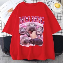 Tarz Sokak Tayland Yılında Moo Deng Bouncy Domuz Bebek Komik Meme T-Shirt Erkekler Kadınlar Kawaii T-Shi