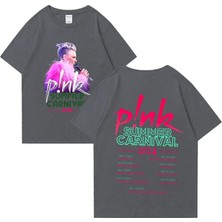 Tarz Sokak Pembe Şarkıcı Yaz Karnaval Tur Konser P!nk Grafik Kısa Kollu % Pamuk Tee Boy