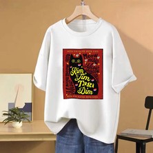 Tarz Sokak Bebek Lazanya Harajuku Kedi Grafik T-Shirt Erkek Kadın Rahat Hip Hop Streetwear Büyük Boy Kıs
