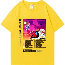 Tarz Sokak Sıcak Satış Kanye West Mezuniyet Grafik Baskı T Shirt Erkek Kadın Rahat Hip Hop Streetwear Bo
