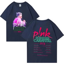 Tarz Sokak Pembe Şarkıcı Yaz Karnaval Tur Konser P!nk Grafik Kısa Kollu % Pamuk Tee Boy