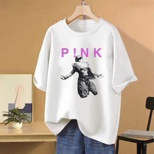 Tarz Sokak Vintage Pembe P!nk Şarkıcı O-Boyun T Shirt Yaz Erkek Kadın Hip Hop Streetwear Boy Saf Pa