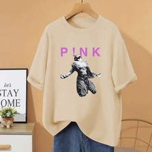 Tarz Sokak Vintage Pembe P!nk Şarkıcı O-Boyun T Shirt Yaz Erkek Kadın Hip Hop Streetwear Boy Saf Pa