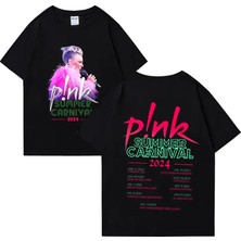 Tarz Sokak Pembe Şarkıcı Yaz Karnaval Tur Konser P!nk Grafik Kısa Kollu % Pamuk Tee Boy