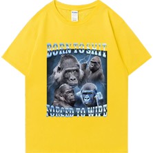 Tarz Sokak Komik Anime Bok Olmak Zorla Goril Grafik T Shirt Retro Kısa Kollu O-Boyun T-Shirt Erkek Kadın