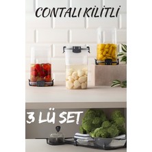 Codemfire 3'lü Contalı Kapaklı Kare Set Saklama Kabı, Derindondurucu, Mikrodalga, Erzak (750,1250,2100ML)