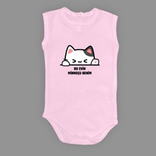 Mnk Baby & Kids Minnoş Kedi Baskılı Bebek Çıtçıtlı Body Uzun Kısa Kolsuz