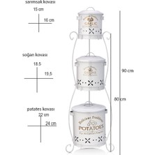 Üç Katlı Yuvarlak Sepetli Patates, Soğan ve Sarımsak Saklama Kabı.
