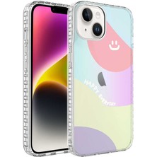 Noktaks Apple iPhone 14 Plus - Kılıf Airbag Kenarlı Renkli Desenli Silikon Elegans Kapak - No7