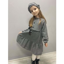 Mnk Baby & Kids Kaşe Kumaş Şapkalı Kız Çocuk Elbise MNK0559