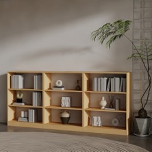 Lucca 3 'lü Suntalam Kitaplık ( 106 x 240 x 28 ) Bambu ( Mat )