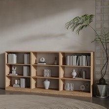Lucca 3 'lü Suntalam Kitaplık ( 106 x 240 x 28 ) Atlantik Çam ( Mat )