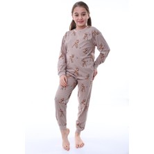 %100 Pamuk Ceylan Desenli Garson Boy Kız Çocuk Pijama Takımı